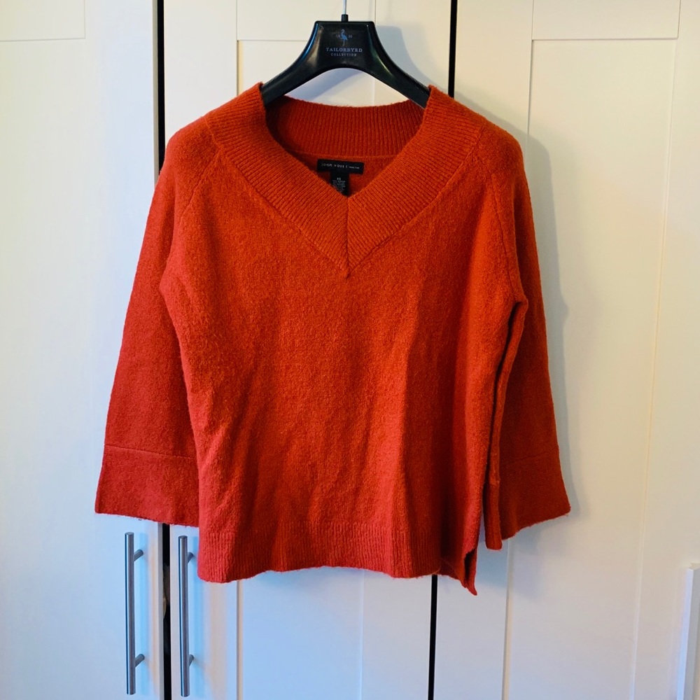 Joan Vass V Neck Sweater - Orange